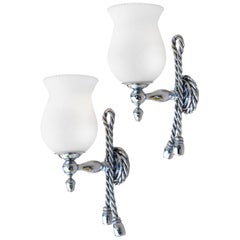 Rope and Tassel Wall Light Sconces Maison Baguès C1970s France FREE SHIPPING
