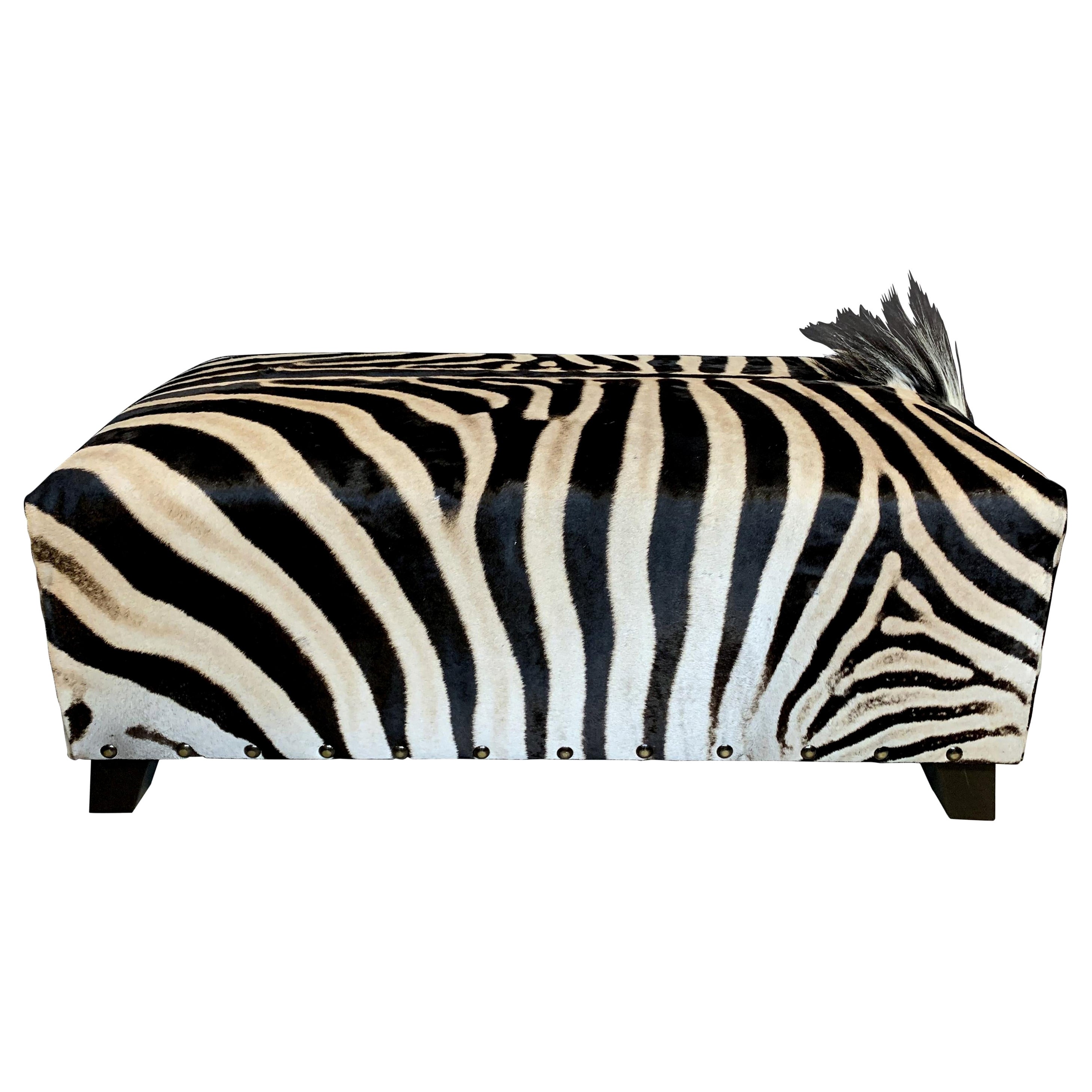 Real Zebra Skin Ottoman For Sale