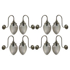 Set von acht edwardianischen Silber-Wandleuchtern mit Schwanenhals