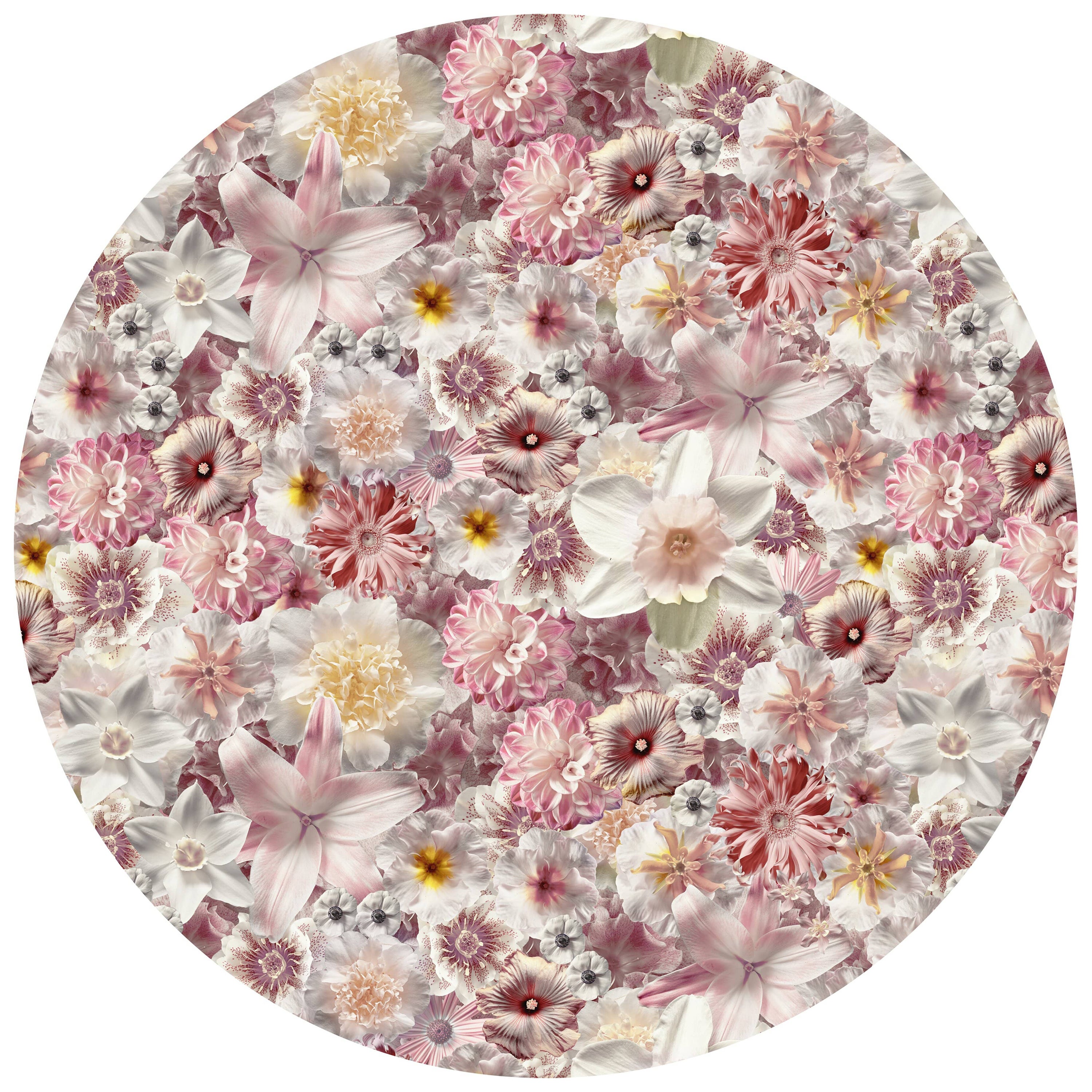Moooi Small Flowergarden Day Round Rug in Low Pile Polyamide For Sale