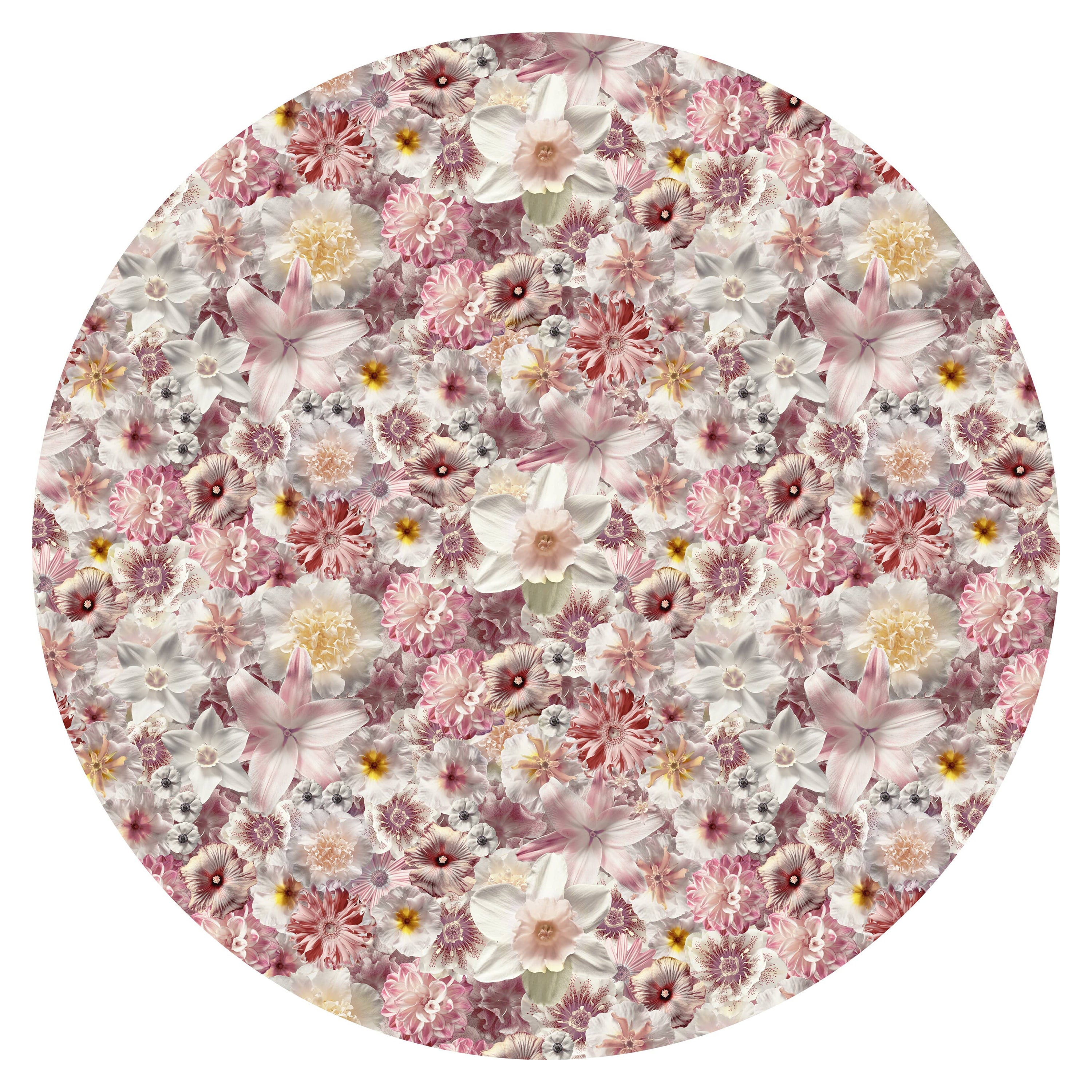 Moooi Large Flowergarden Day Round Rug in Wool with Blind Hem Finish For Sale