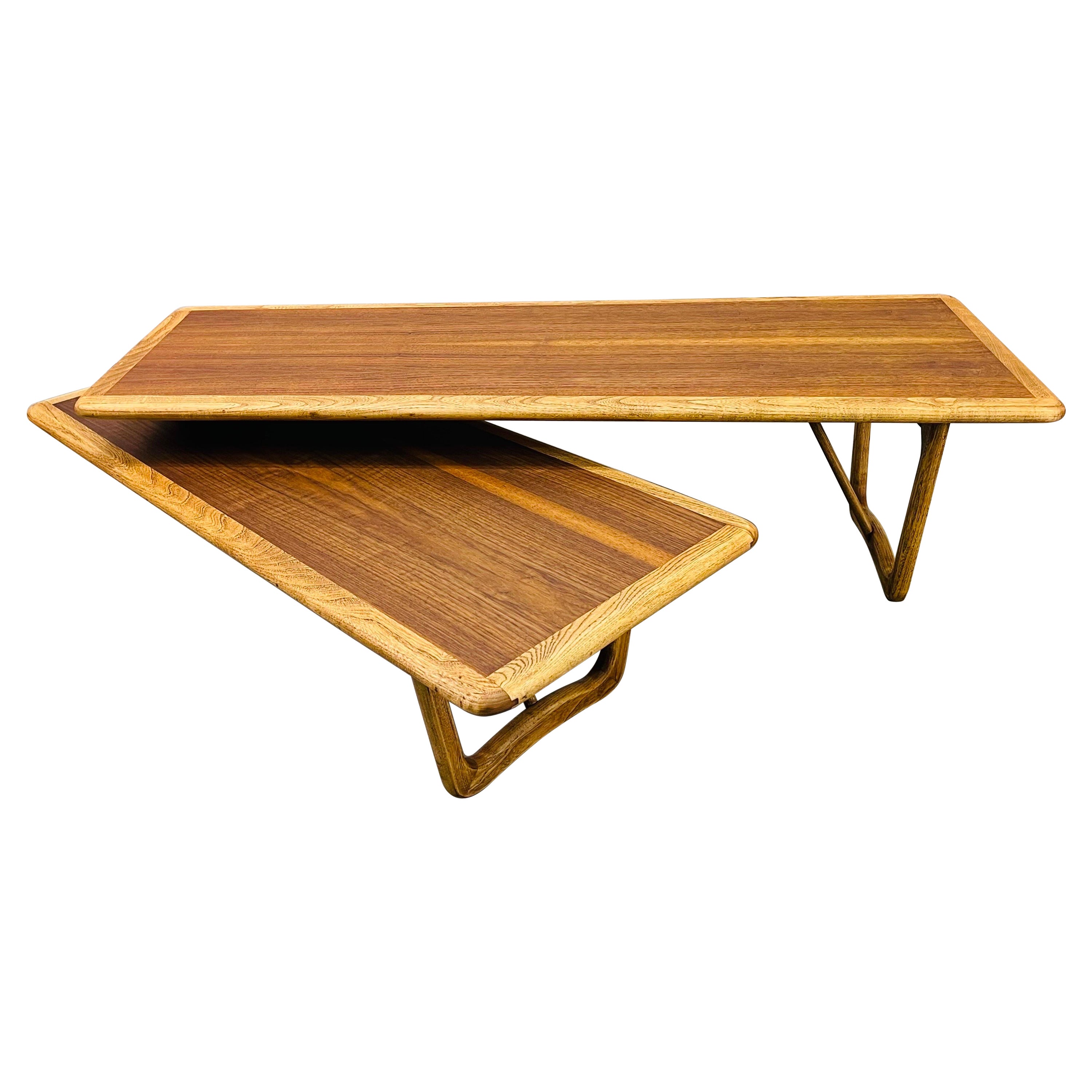 1960s Lane Furniture Walnut Switchblade Coffee Table For Sale