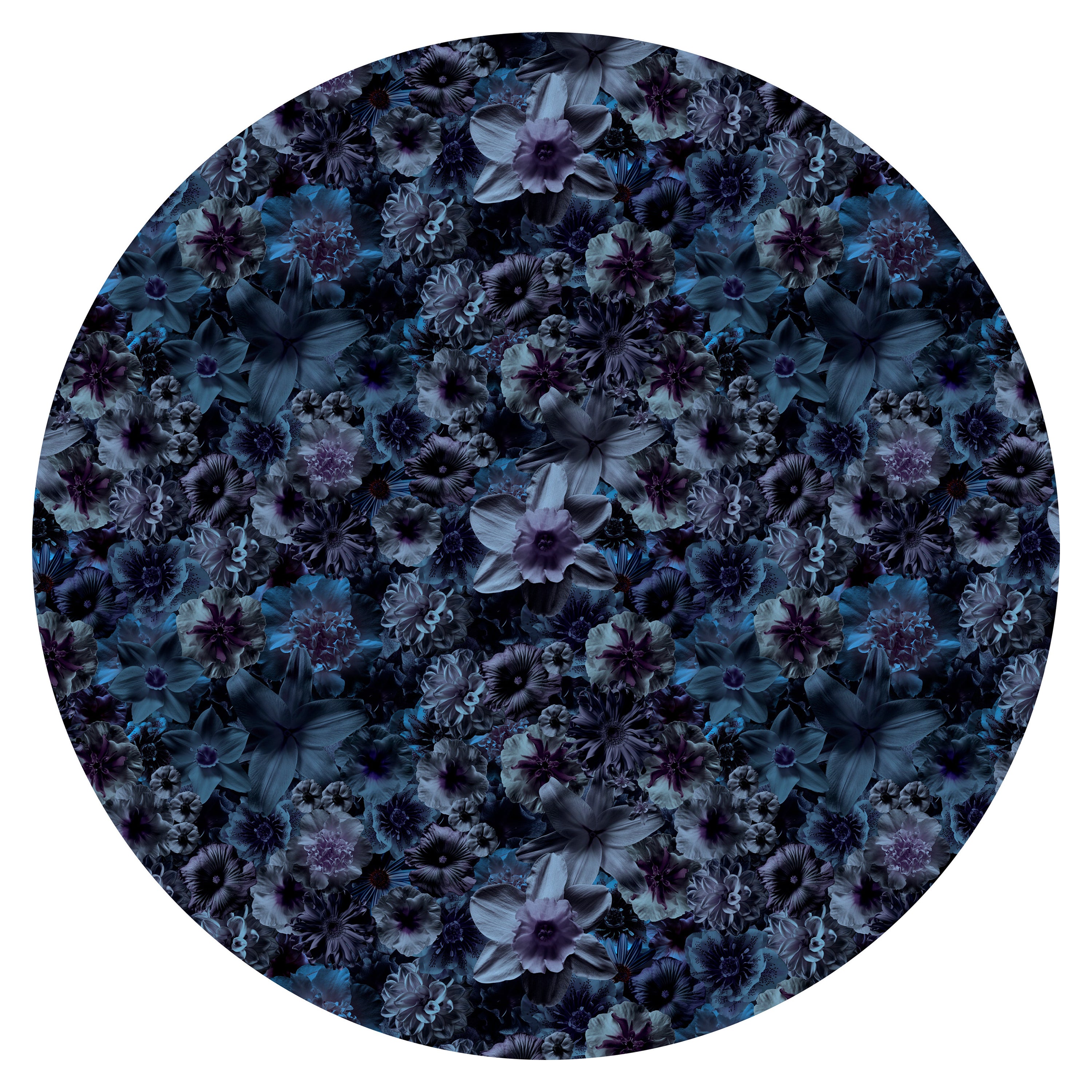 Moooi Large Flowergarden Night Round Rug in Low Pile Polyamide For Sale