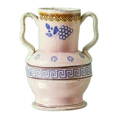 Antique Ceramic Jar with Handles and Decorations, Italy Late 19th-Century