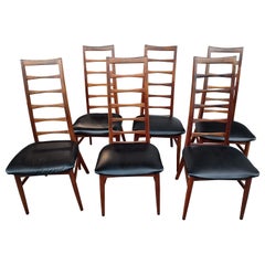 Mid-Century Modern Sculptural Walnut Ladder Back Chairs by Koefoeds Hornslet