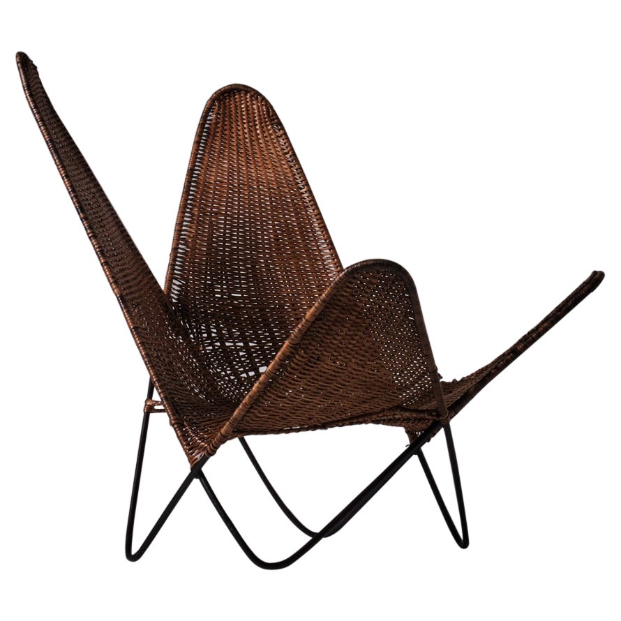 Sculptural Rattan Butterfly Chair, France 1960s at 1stDibs