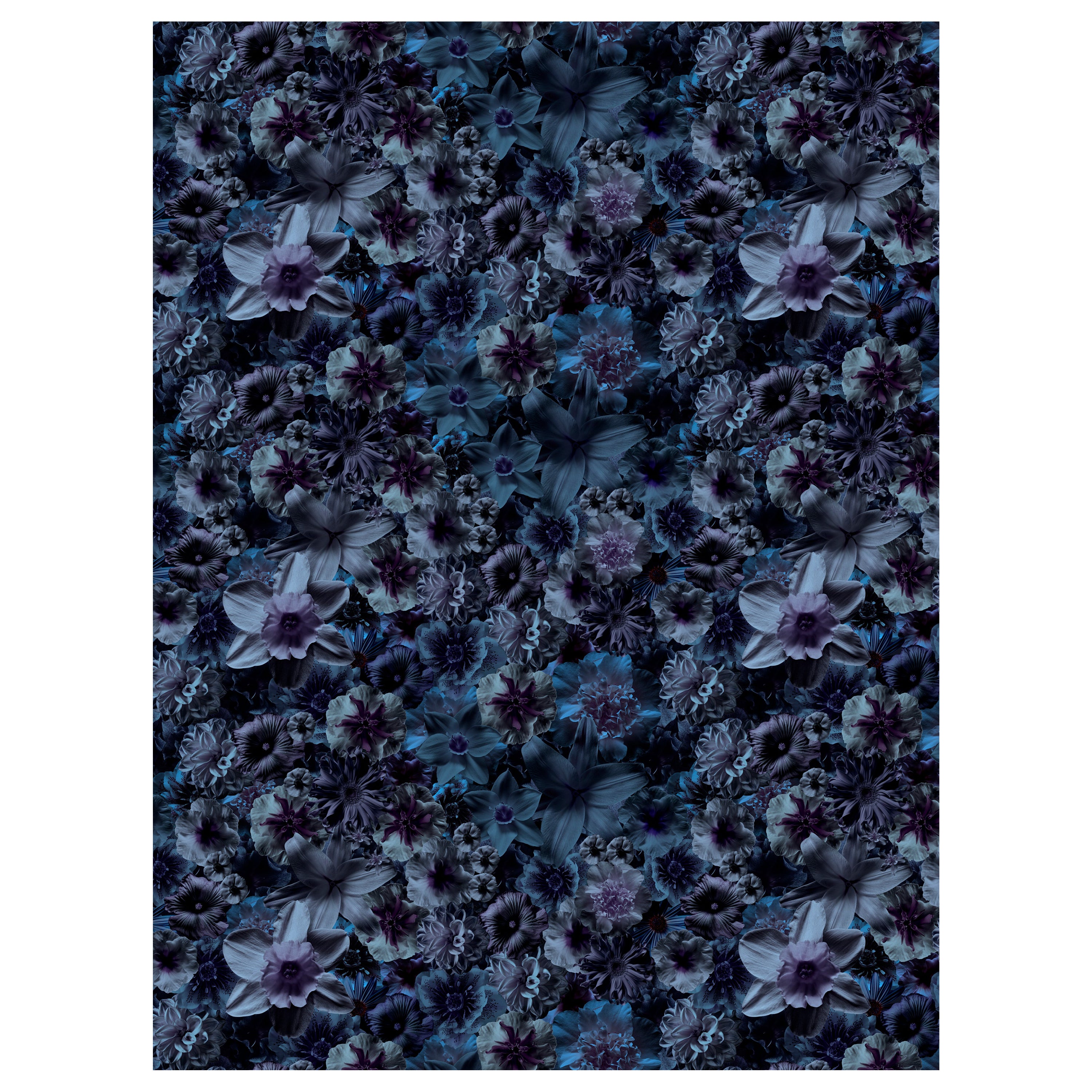 Moooi Large Flowergarden Night Rectangle Rug in Low Pile Polyamide For Sale