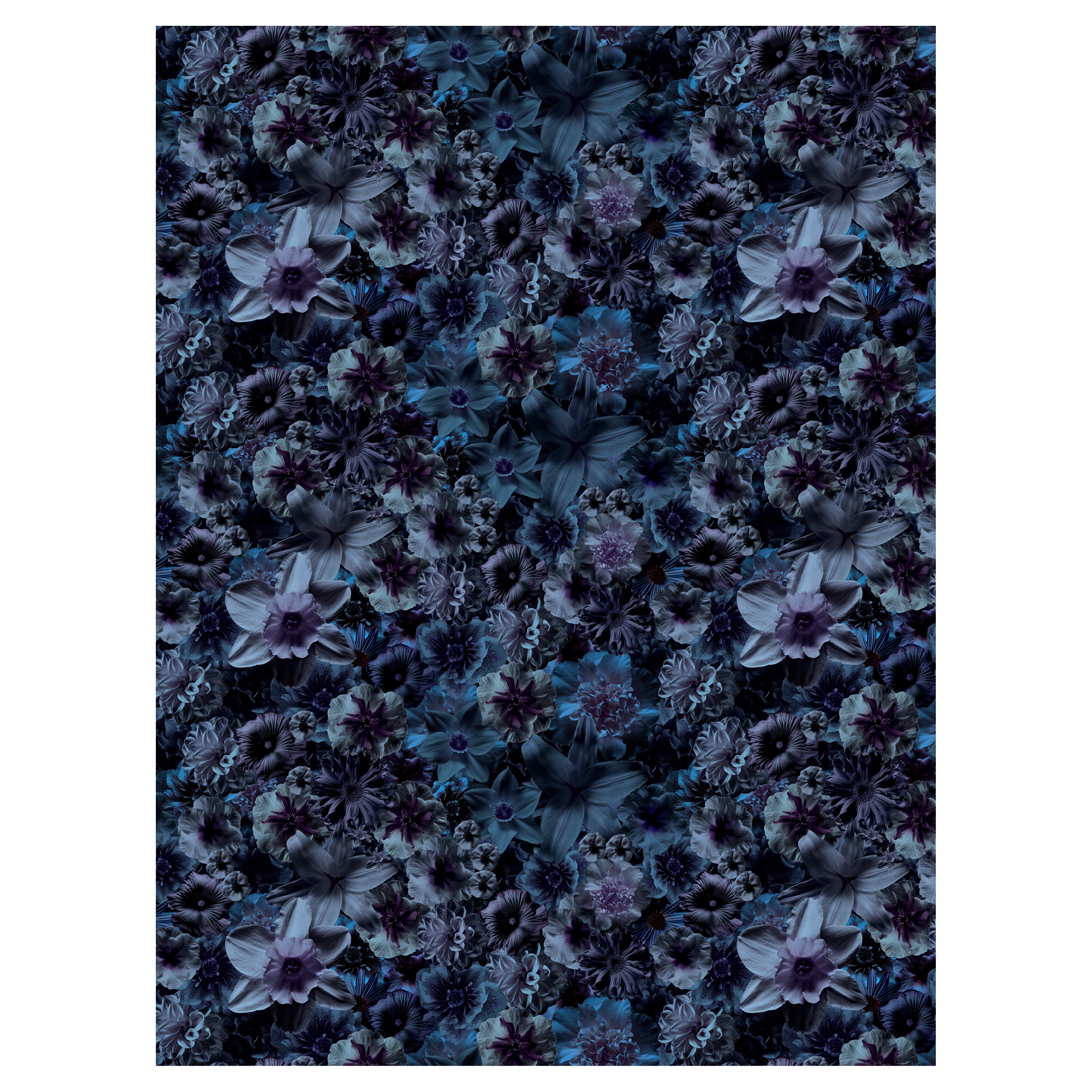 Tapis rectangulaire Flowergarden Night de Moooi en laine avec finition ourlet blind