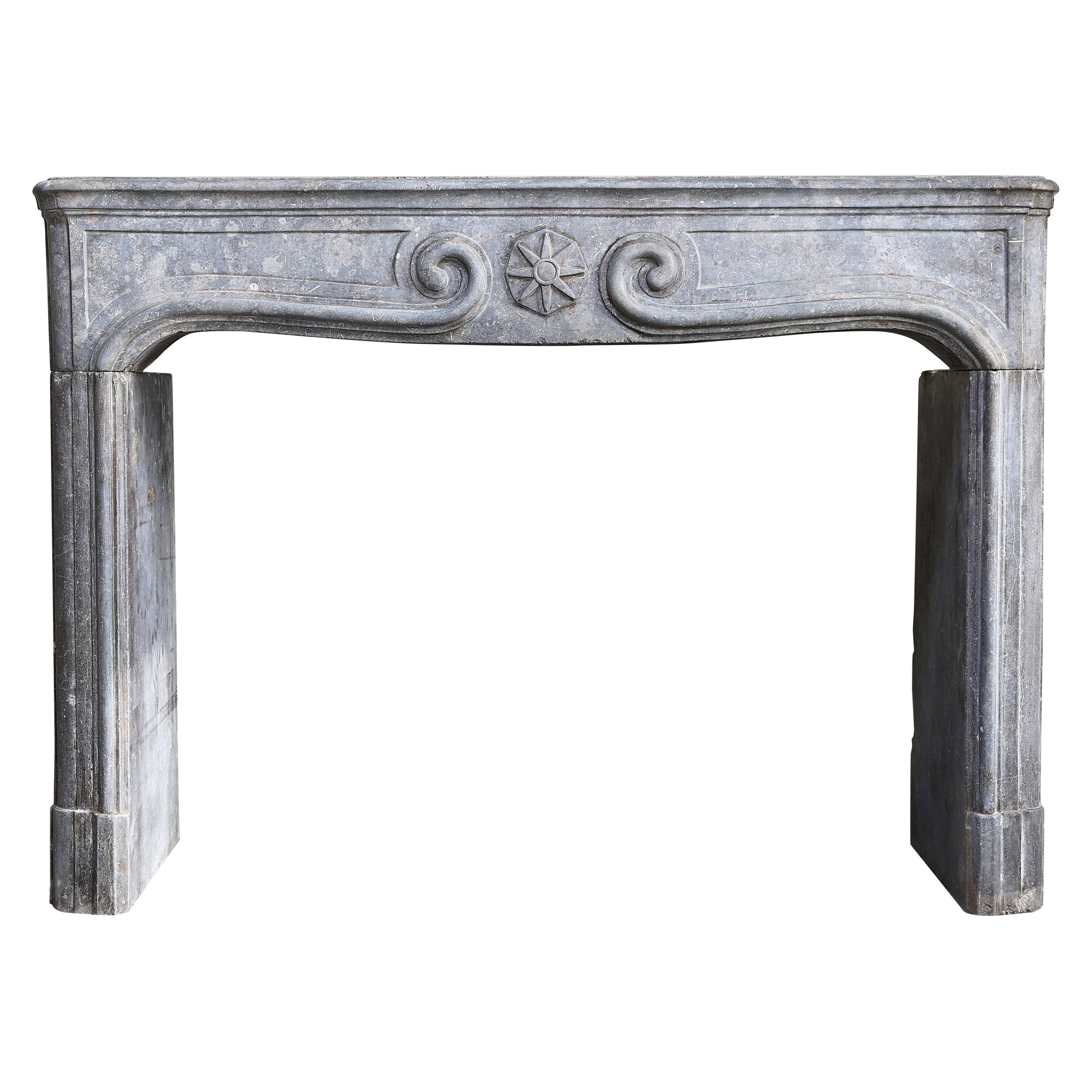 Louis XIV Style Fireplace from the 19th Century of Grey Marble Stone