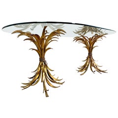 Mid Century Gilt Wheat Sheaf Coffee Table, 1970s