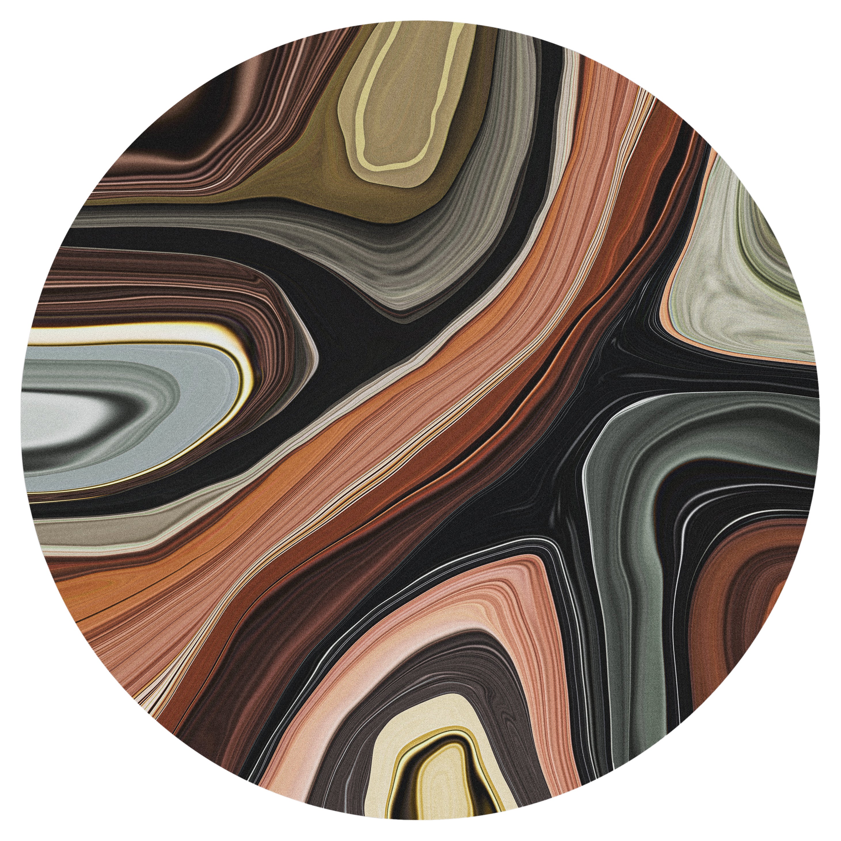 Tappeto Moooi Large Liquid Layers Agate Round in lana con finitura orlo cieco di Claire Vos