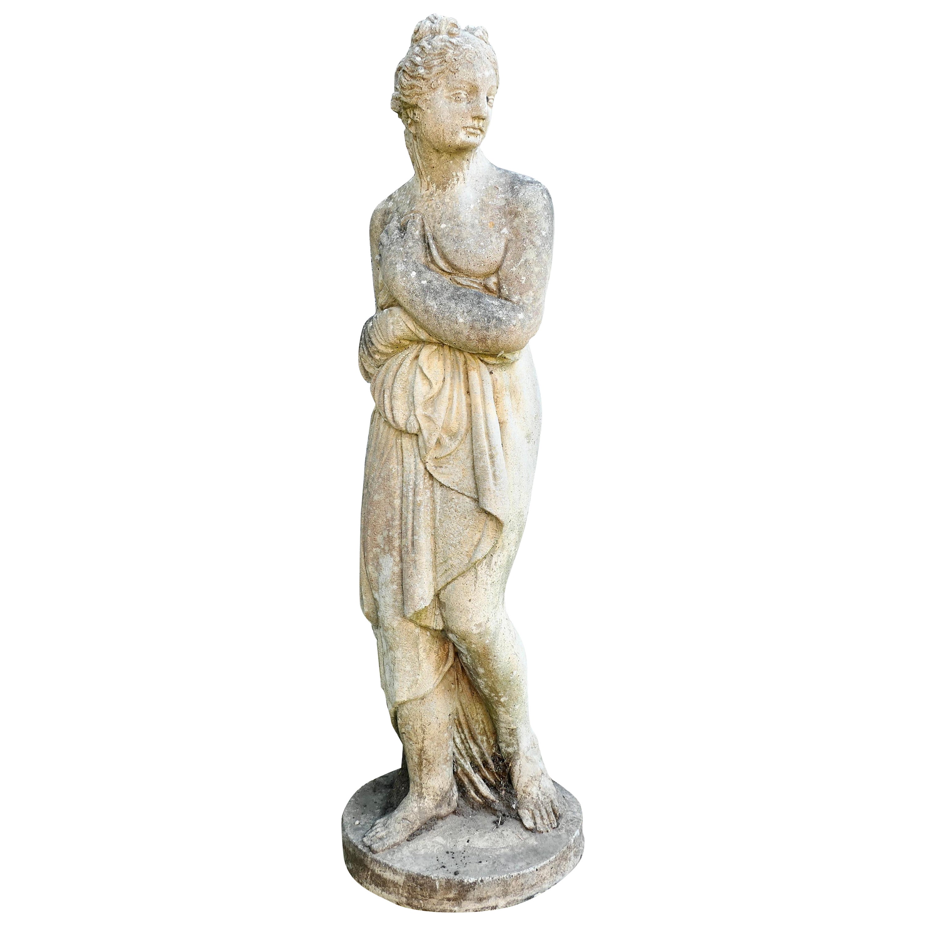 Large Weathered Neoclassical Statue of Pandora For Sale