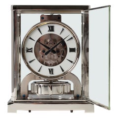 Vintage Jaeger Lecoutre, Silver Atmos Clock from 1956, Revised and New Nickel-Plated