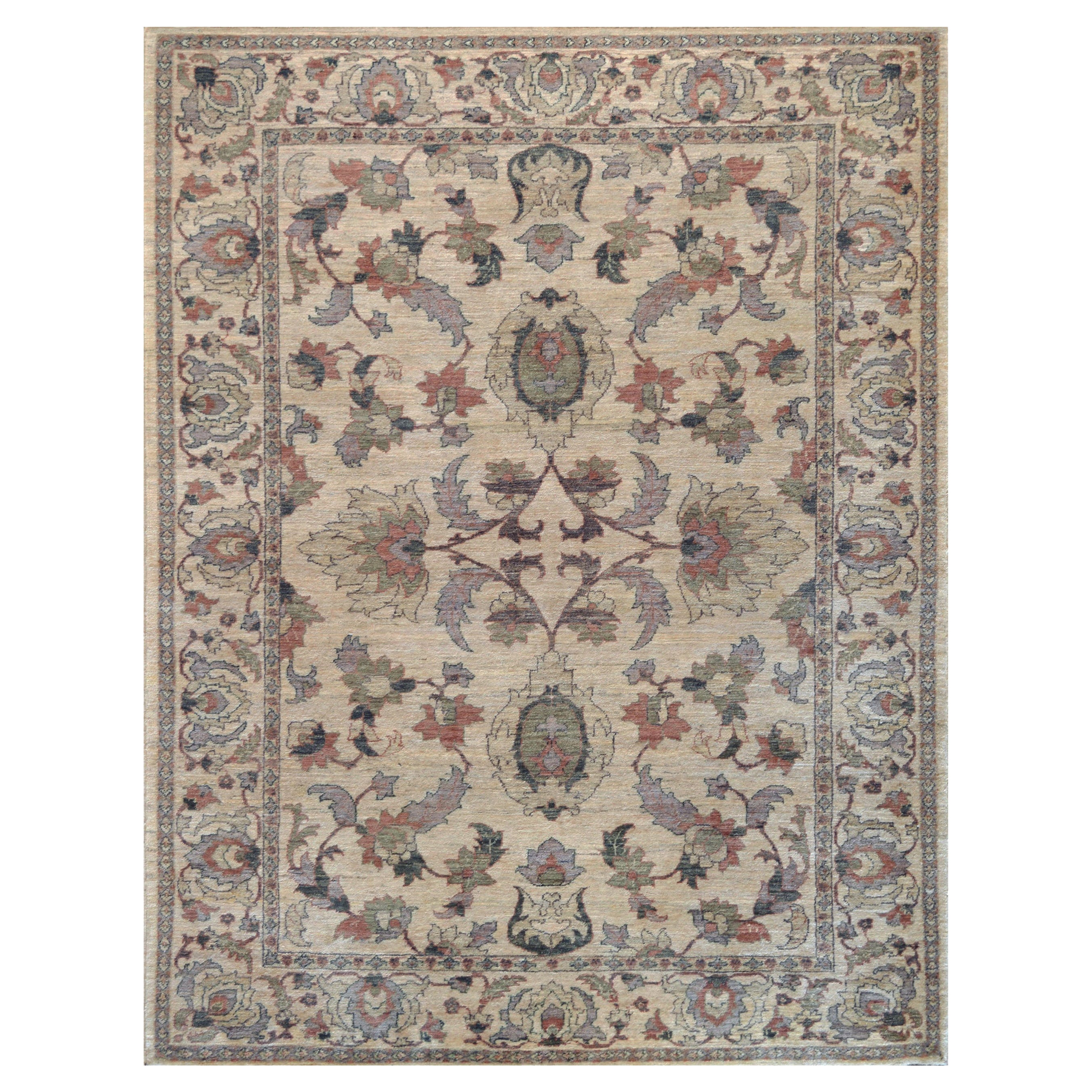 Handwoven New Agra-Inspired 100% Wool Rug