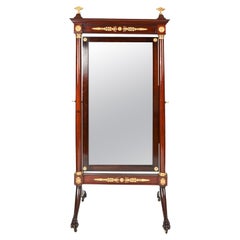 Antique Early 19th Century French Empire Cheval Mirror