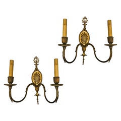 Pair French Gilt Bronze Neoclassic Sconces