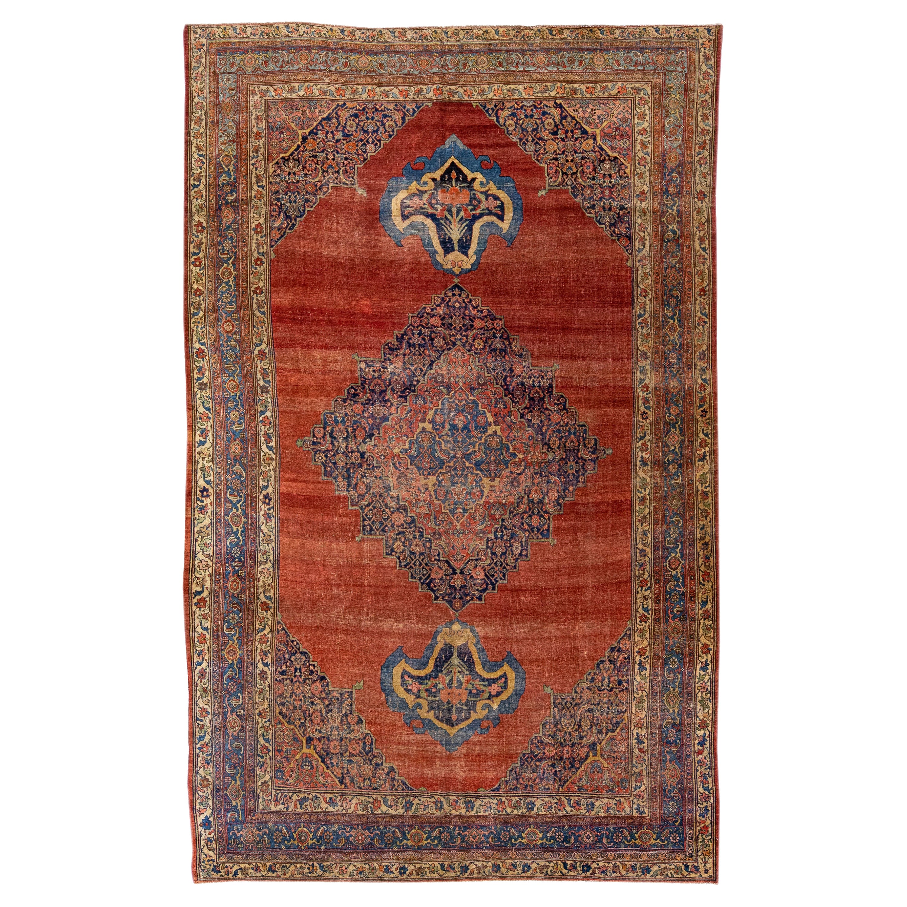Vintage Mashad Handmade Rust Square Persian Wool Rug with Medallion ...