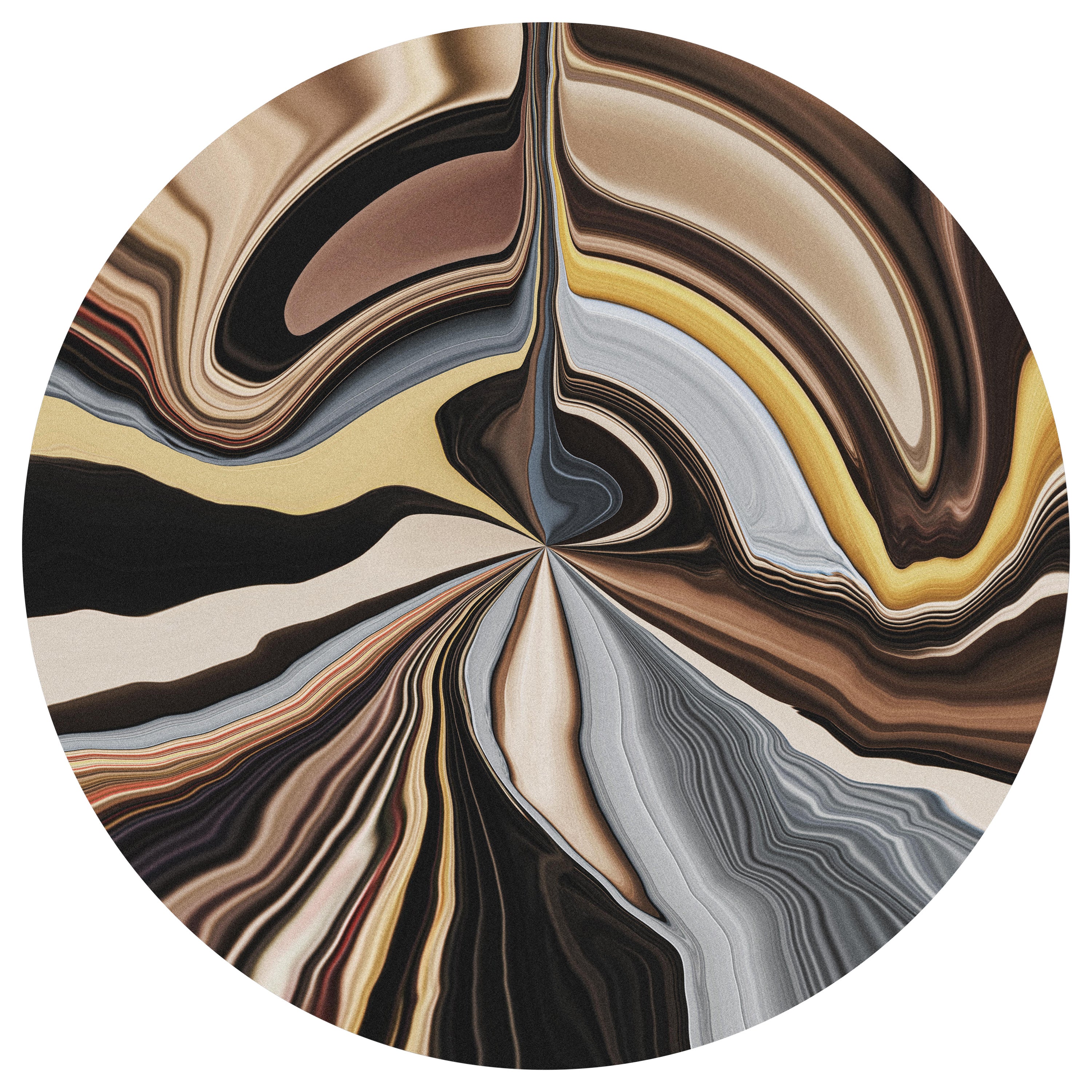 Großer, fließender, runder Ara-Teppich aus Wolle von Claire Vos