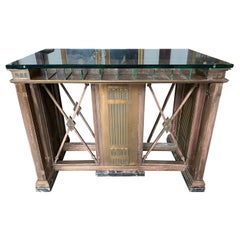 Used Art Deco 1920 Brass Bronze Exceptional Bank Check Table 