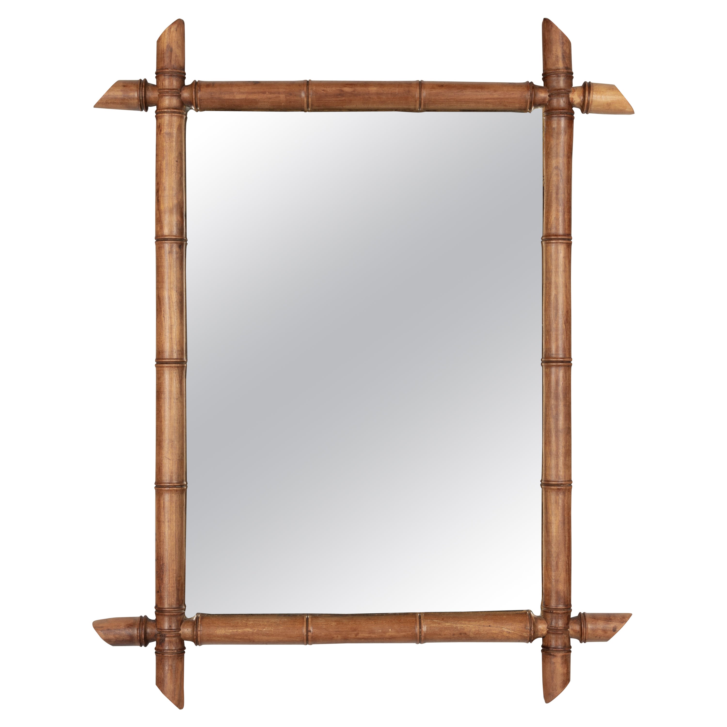 French Faux Bamboo Cherry Wood Mirror For Sale at 1stDibs