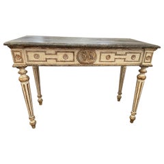 Italian 18th Century Lacquered Cream and Silver Gilt Console from Lucca