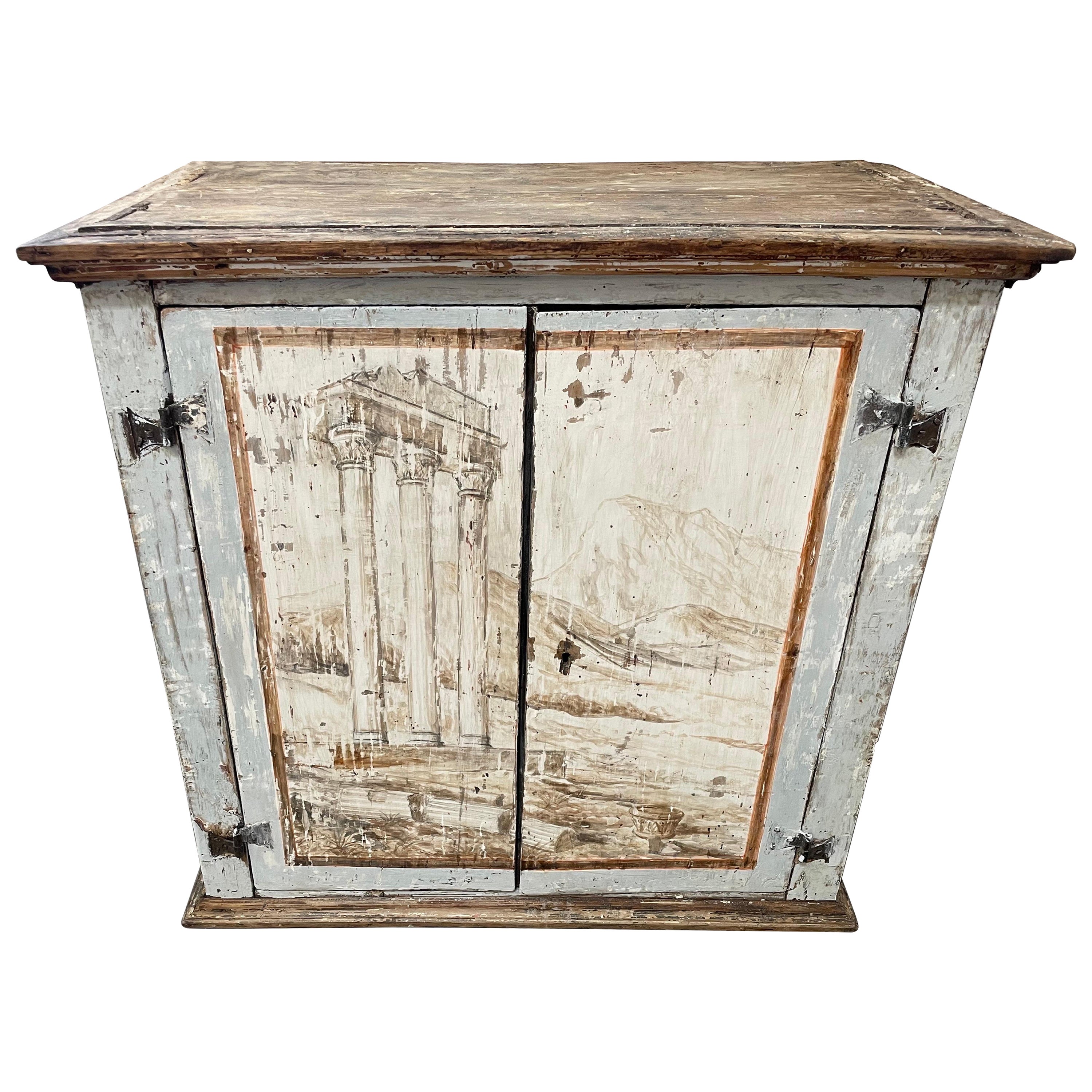 18th Century Painted Italian Buffet with Architectural Design