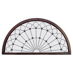Early 19th Century Used Arched Transom Window Clear Glass in Zinc Caning  