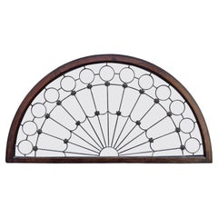 Early 19th Century Antique Arched Transom Window Clear Glass in Zinc Caning