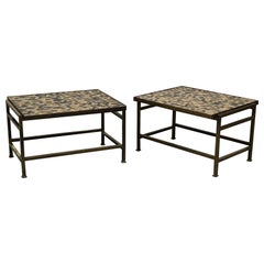 Pair of Murano Glass Tile Top Tables by Edward Wormley for Dunbar