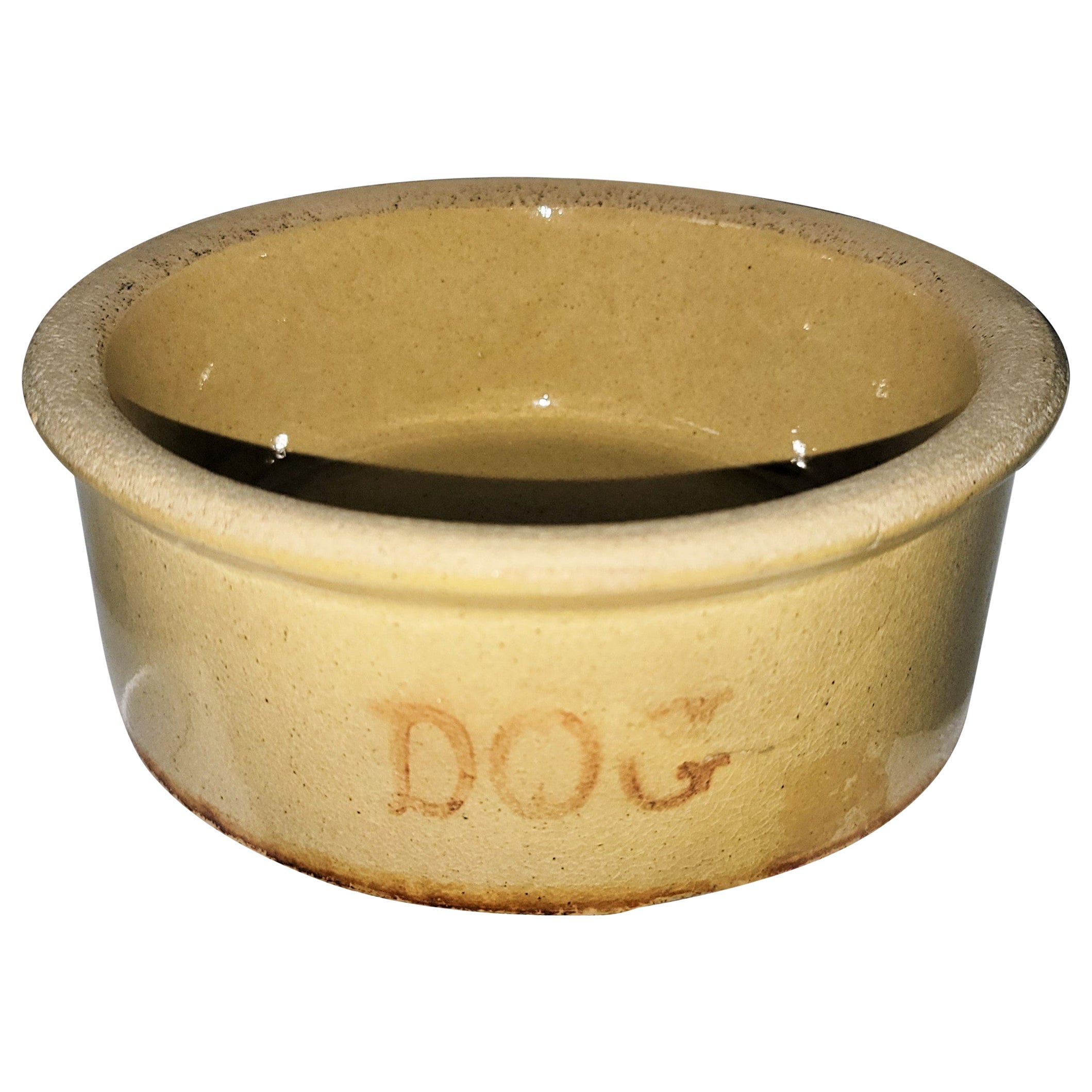 Antique Stoneware Roseville RPR Co USA Dog Bowl For Sale