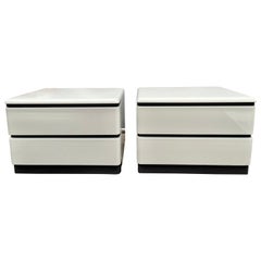 Pair of 1980s Post Modern Light Gray Night Stands by Roger Rougier