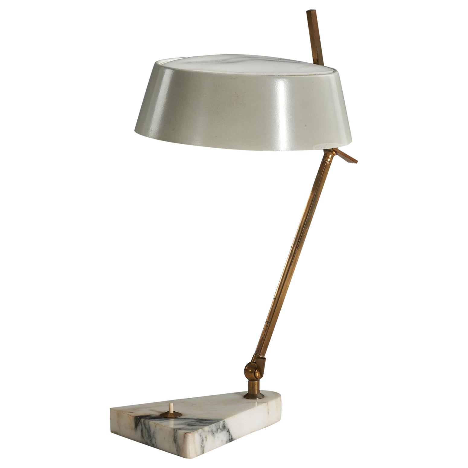 Lampe de bureau Stilux Milano, laiton, métal, marbre, Italie, années 1950