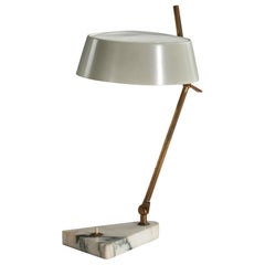 Stilux Milano, Table Lamp, Brass, Metal, Marble, Italy, 1950s