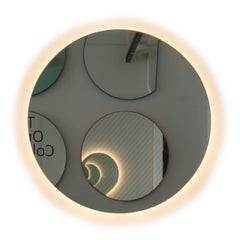 Orbis Back Illuminated Round Contemporary Frameless Mirror, Customisable, Medium