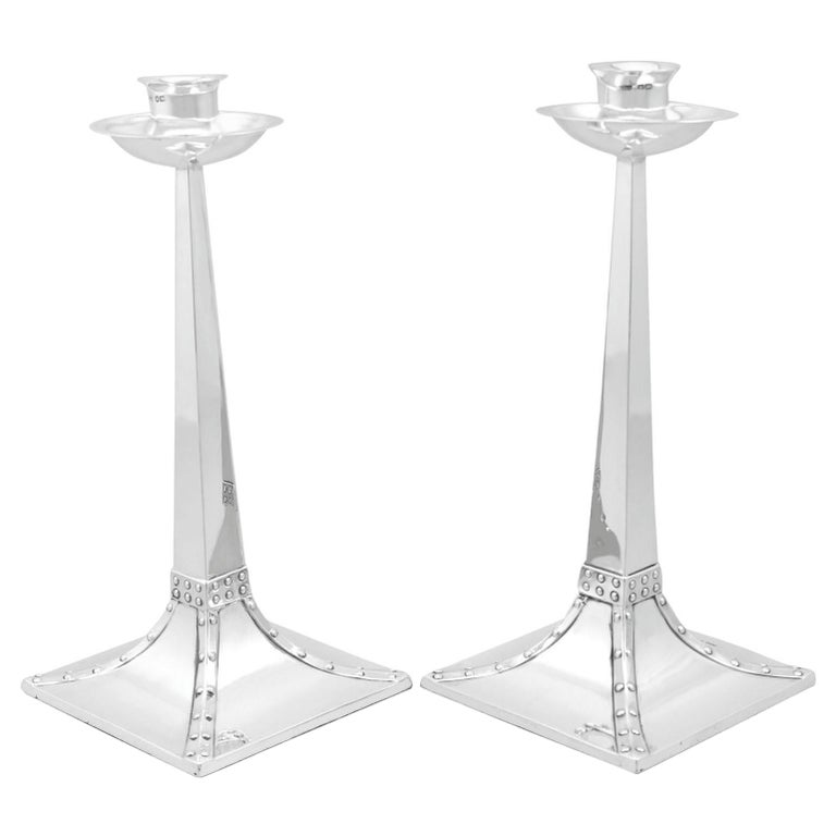 Antique Sterling Silver Candlesticks For Sale at 1stDibs