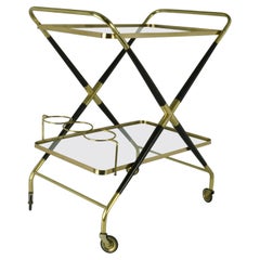 Cesare Lacca Bar Cart Cocktail Trolley Brass and Wood