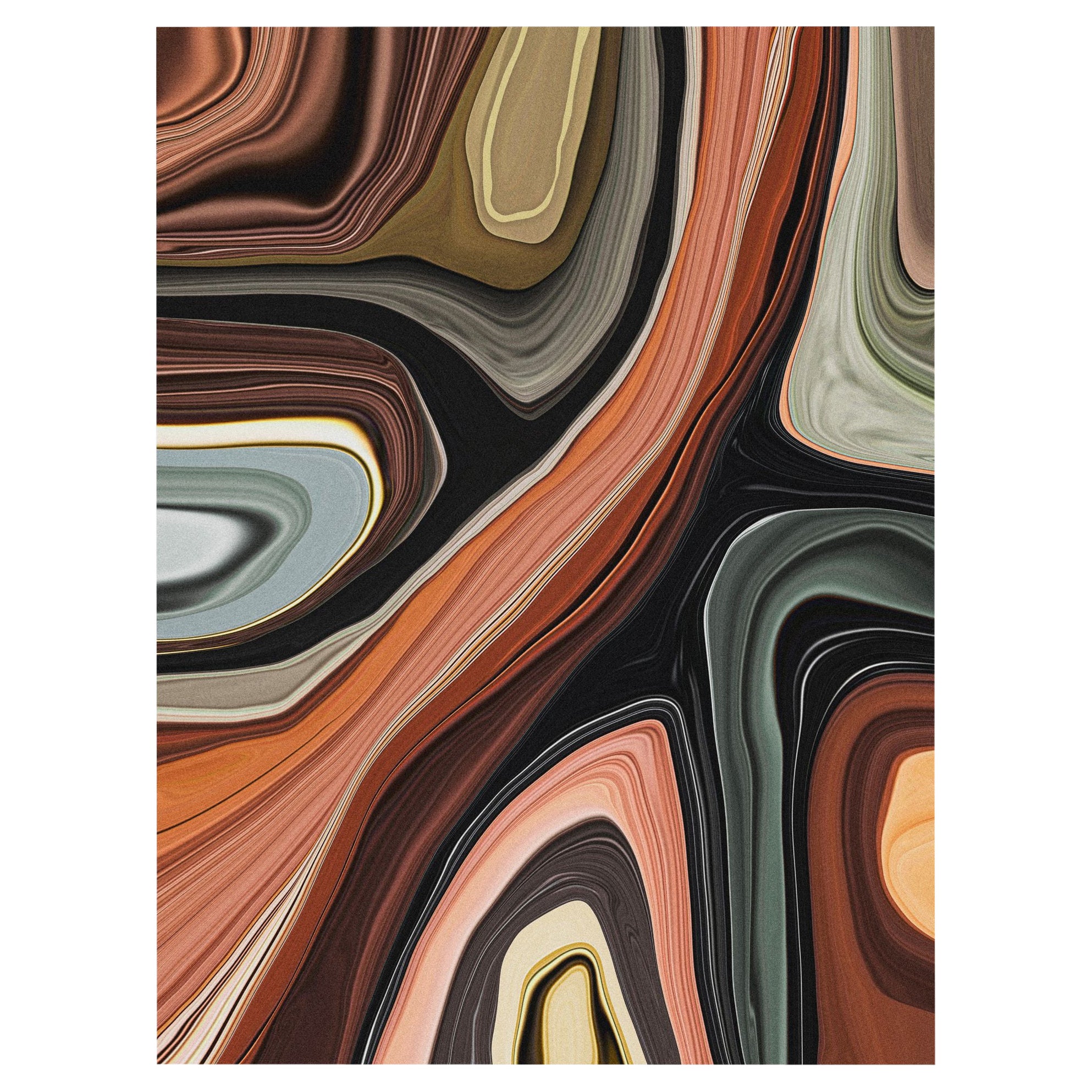 Moooi Small Liquid Layers Agate Rectangle Rug in Soft Yarn Polyamide, Claire Vos