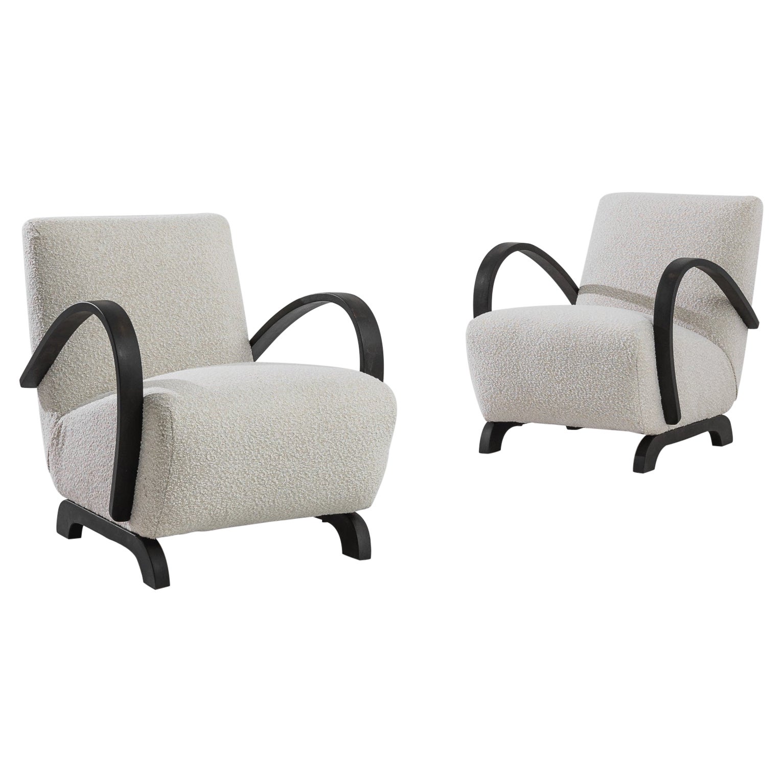Mid-Century Modern Upholstered Armchairs by J. Halabala, a Pair