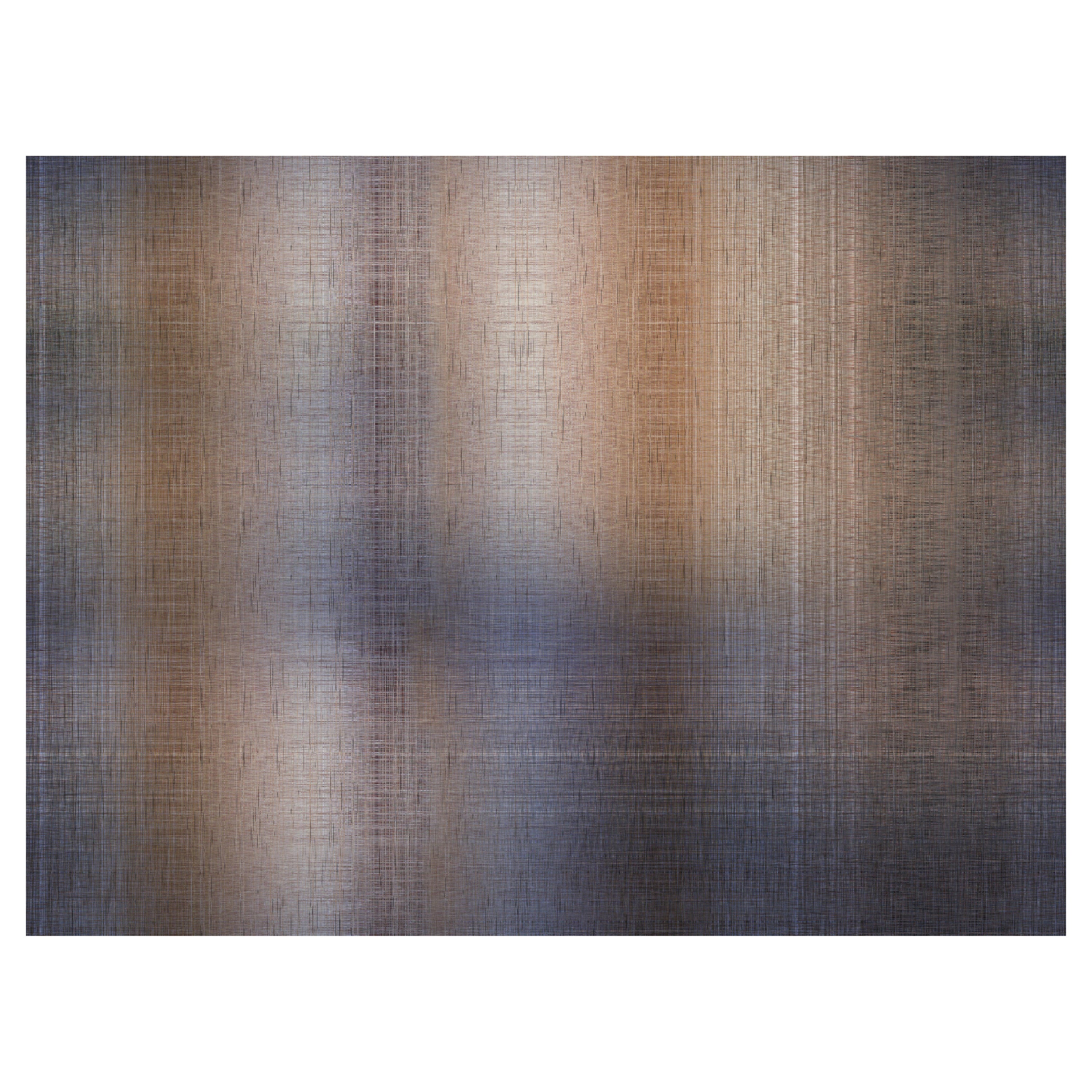 Kleiner rechteckiger Denim-Teppich aus gestepptem Segeltuch in Wolle mit Blindsaum-Finish von Moooi