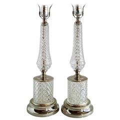 Pair of Cut-Glass Table Lamps