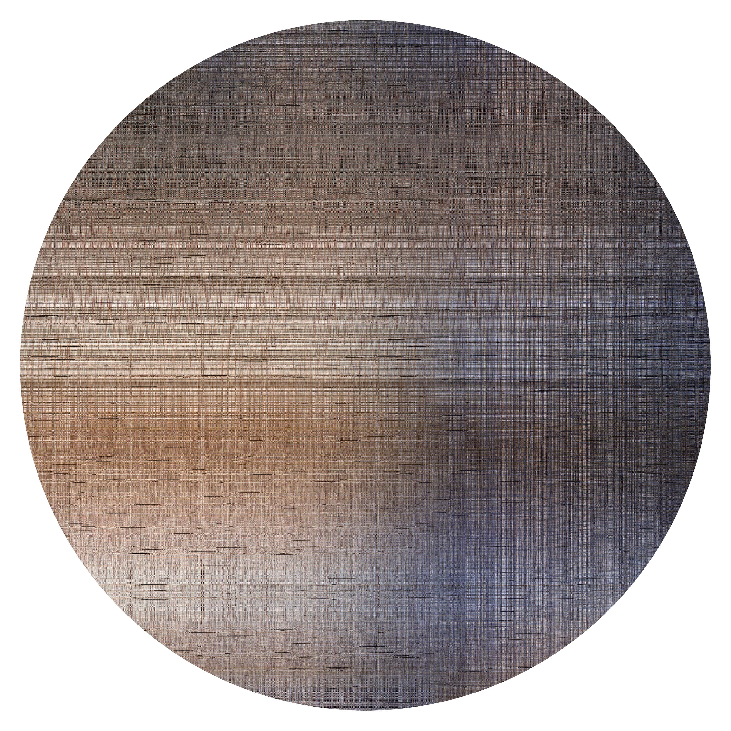 Moooi Small Quiet Canvas Denim Round Rug in Wool with Blind Hem Finish For Sale