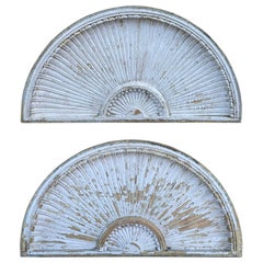 Pair of 18th Century American Federal Period Carved Fan Shaped Lintels