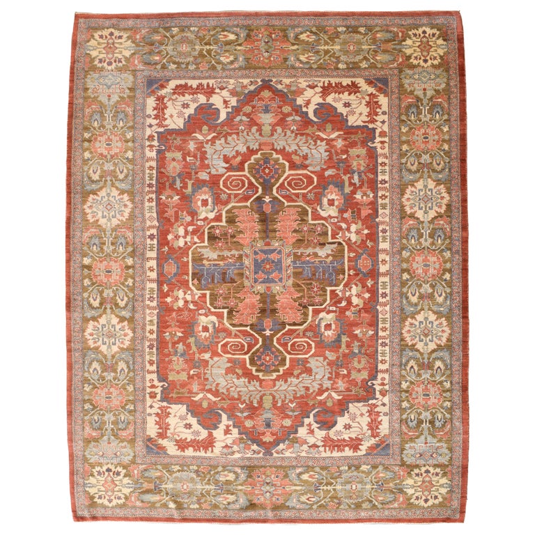 Warm and Transitional Heriz Rug from Orley Shabahang Red, Blue and