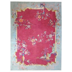 Tapis oriental Art Déco chinois ancien, taille de pièce, motifs Art Déco