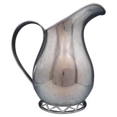 Allan Adler Sterling Silver Water Pitcher with Pierced Base Mid-Century