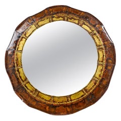 Vintage Bespoke Italian Brass and Copper Enameled Mirror