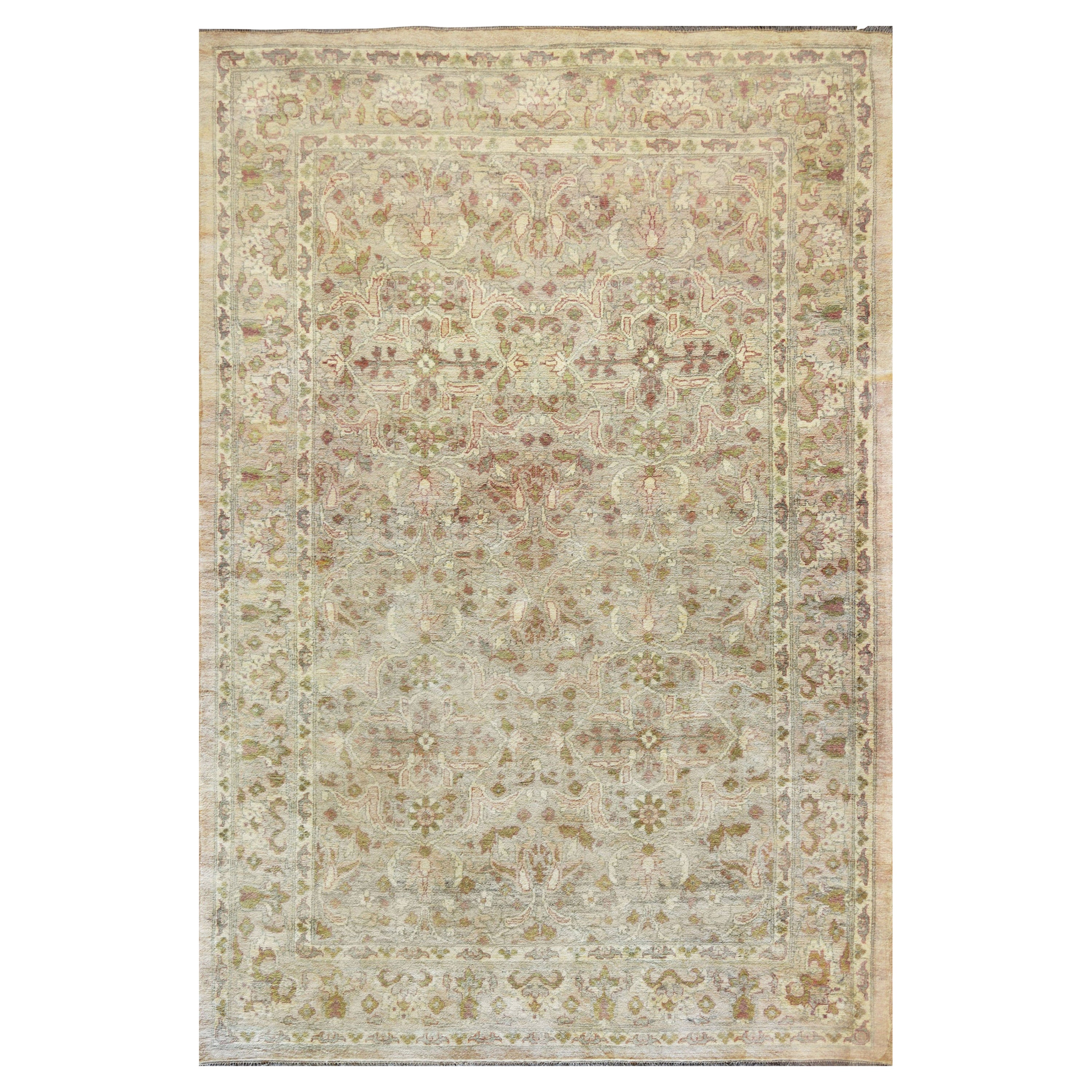 Handwoven Brand New Agra-Inspired 100% Wool Rug For Sale