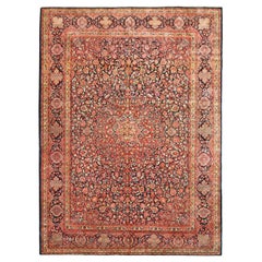 Antique Persian Kashan Dabir Oriental Carpet, with Medallion & Soft Colors