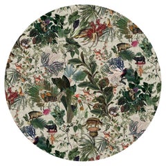 Moooi Large Menagerie of Extinct Animals Ivory Round Rug in Wool with Blind Hem
