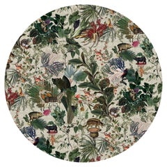 Moooi - Grand tapis rond ivoire « Menagerie of Extinct Animals » en polyamide de fil souple